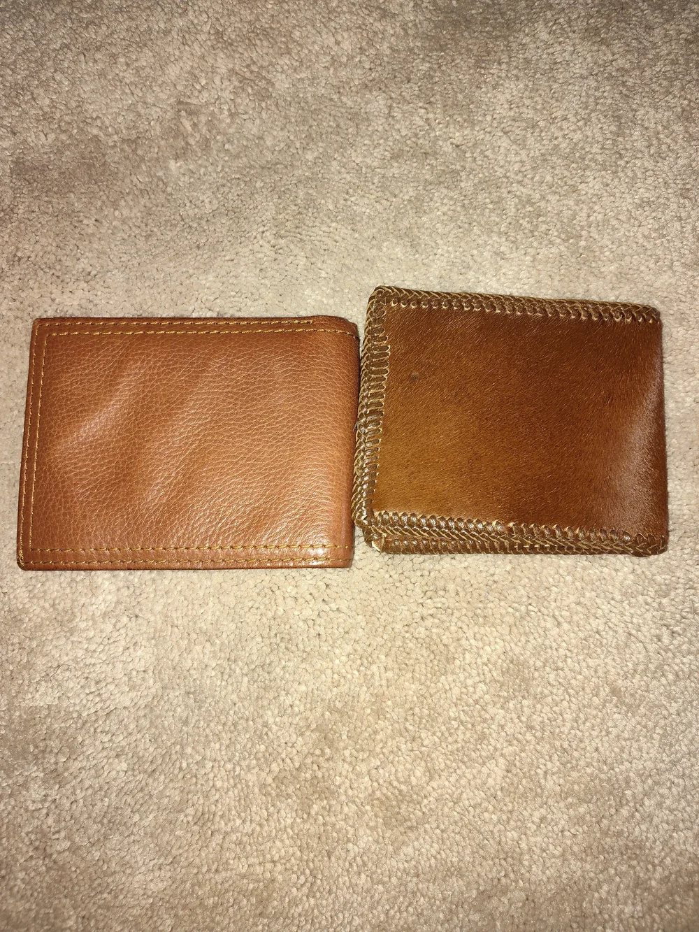 Genuine Leather Wallet Bundle RFID Trifold & Western Cowhide Hair on Hide